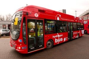 Hydrogen vehicles, such as these buses which have been running in London since 2011, produce zero emissions to air