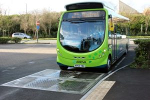 Buses are charged via two wireless electric charge points
