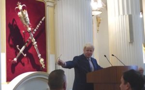 The London Mayor Boris Johnson launching his air quality manifesto at Mansion House yesterday (July 29)
