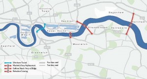 TfL map of the proposed river crossings in East London