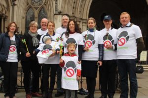 Supporters of ClientEarth's case gathered outside the High Court on the first day of the trial