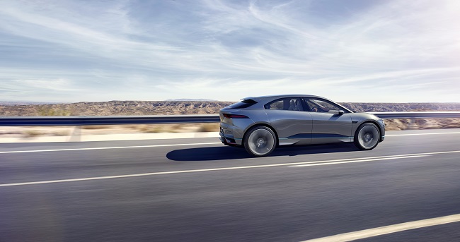 A digital rendering of Jaguar's I-Pace electric vehicle