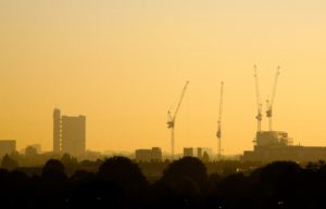 silhouette of building during sunset