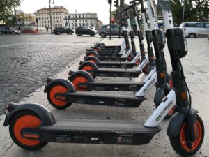 black and orange exercise equipment on gray pavement